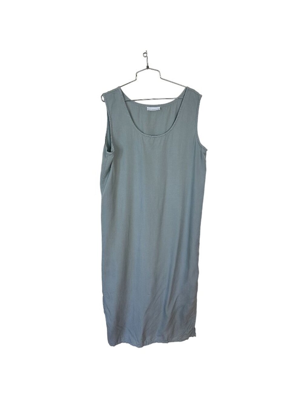 Bryn Walker Womens Tank Maxi Dress Teal Blue Shift Sleeveless 100% Tencel USA